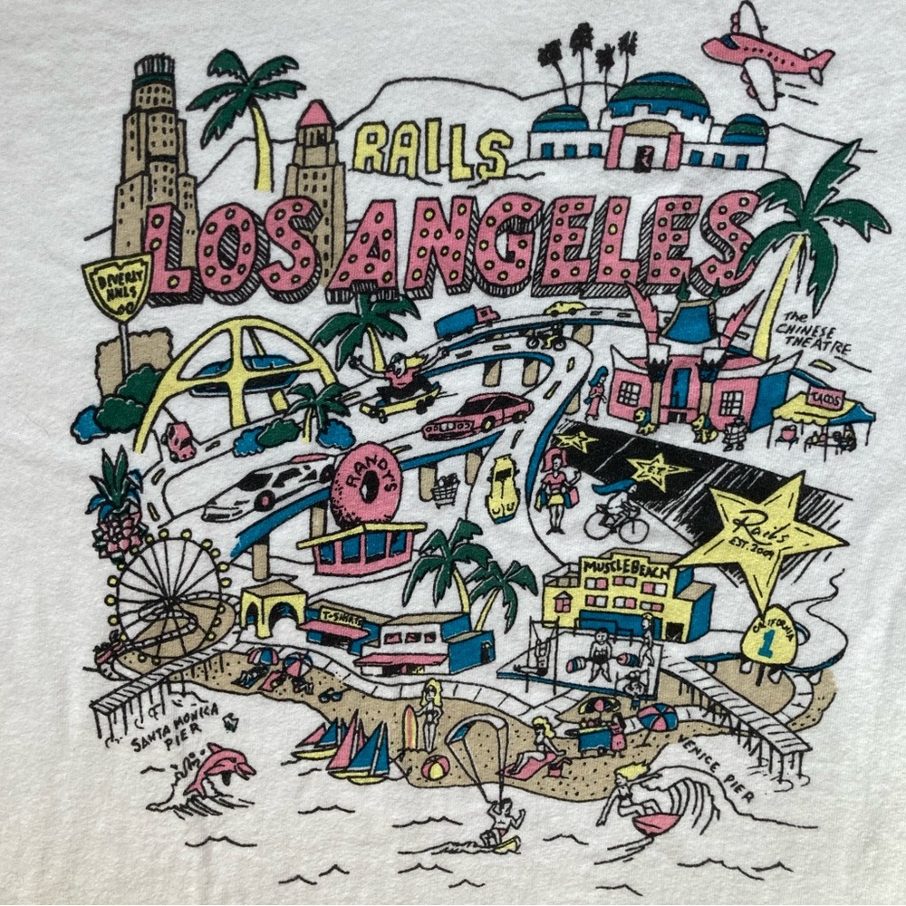 Rails The Boyfriend Tee in Los Angeles Map White, size M
